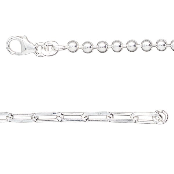 Sterling silver 1pkg1, cut cable / ball chain 16 inch 3.3mm / 3mm image number 0