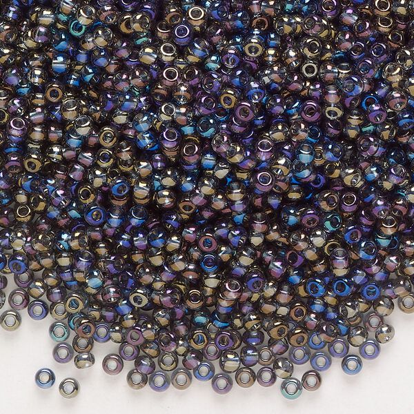 Seed bead, glass, pkg/50g, #10 round, translucent rainbow grey. image number 0