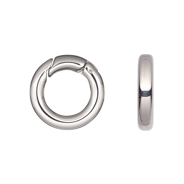 Clasp, self-closing hook, stainless steel, 18mm round with rounded edges. Sold individually. image number 0