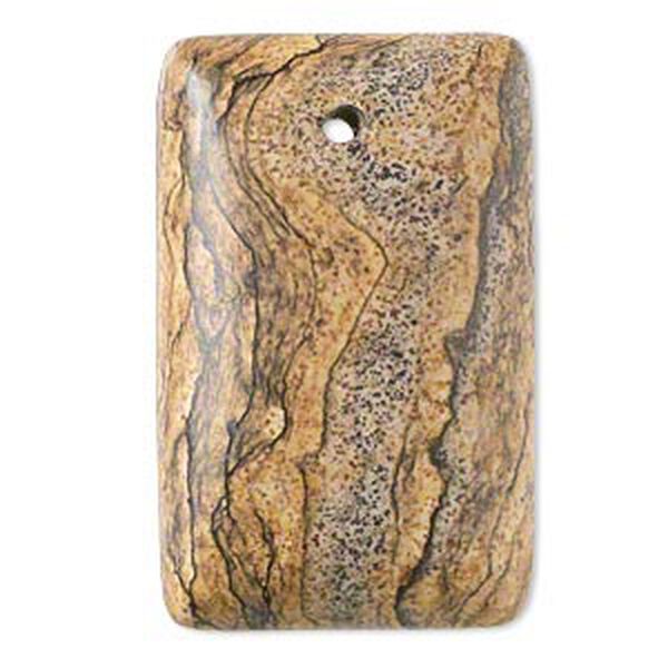 Picture jasper 1pkg1, hand-cut flat back domed rectangle focal natural 40x25mm image number 0