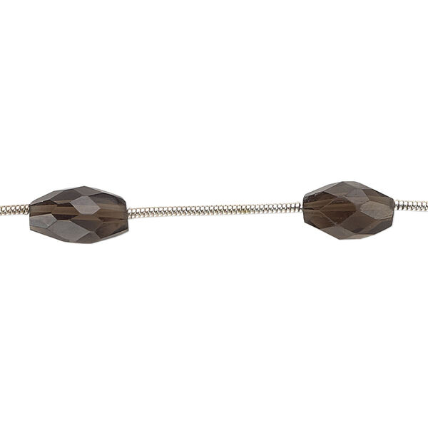 Smoky quartz 1pkg6, hand-cut faceted oval bead 9x5mm-11x6mm image number 0