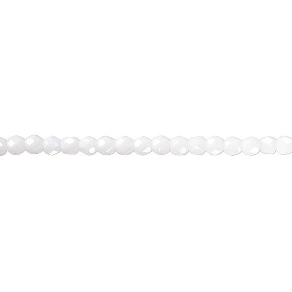 Bead, Czech fire-polished glass, opaque white, 3mm faceted round. Sold per 15-1/2" to 16" strand, approximately 130 beads. image number 0