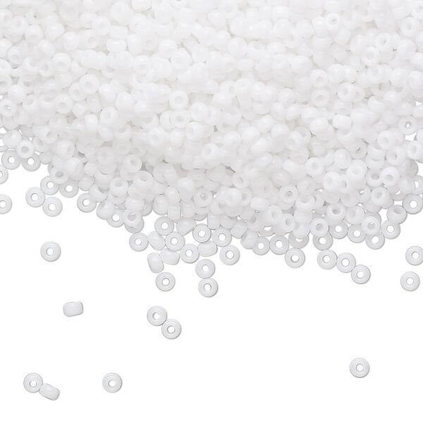 Seed bead, Miyuki, glass, pkg/25g, #11 rocaille, opaque white, (RR-402). image number 0