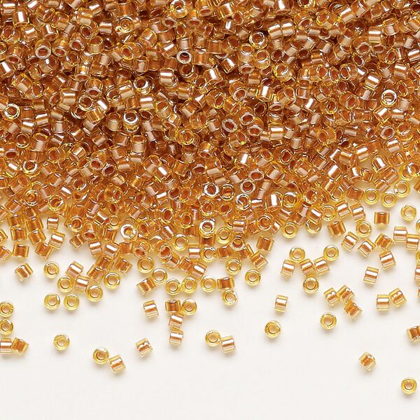 Seed bead, Delica®, glass, pkg/50g, #11 round, translucent copper pearl-lined marigold (DB-1702). image number 0