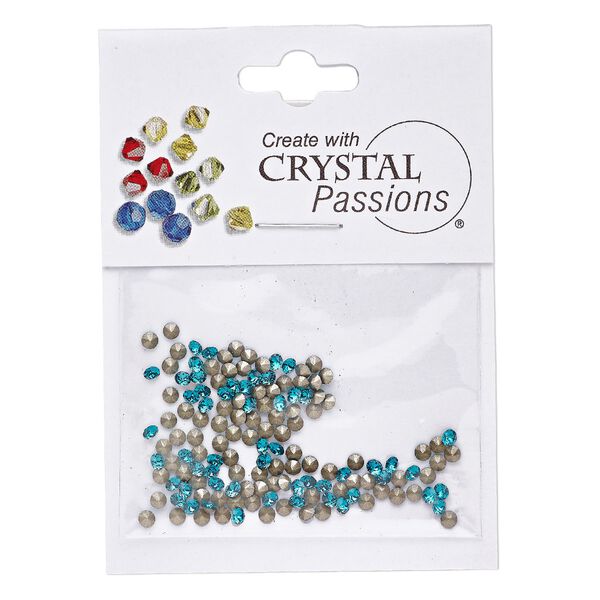 Chaton 144pk blue zircon foil back, Crystal Passions® round PP18 1088 image number 0