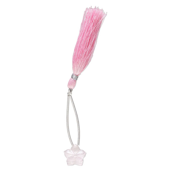 Rose quartz 1pkg1, hand-cut top-drilled 2-sided carved flower bead natural B grade, 16x16mm image number 1