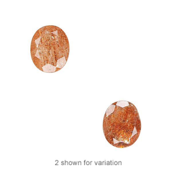 Sunstone 1pkg1, hand-cut undrilled faceted oval gem natural 12x10mm image number 0