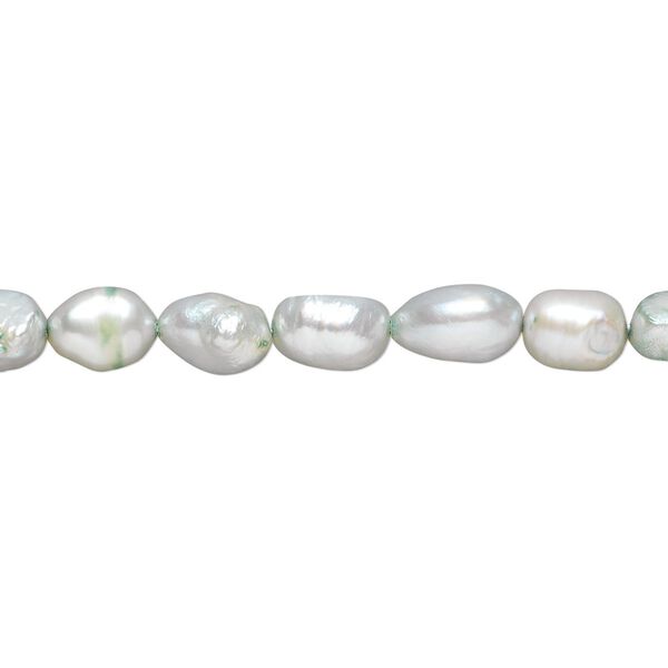 Pearl, cultured freshwater (dyed), tea green, 6-7mm flat-sided rice, C- grade, Mohs hardness 2-1/2 to 4. Sold per 15-inch strand. image number 0