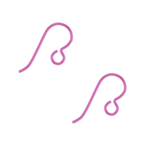 Ear wire fishhook 1pkg10 niobium, 13mm / open loop, 20 gauge anodized / fuchsia 5 pair image number 0