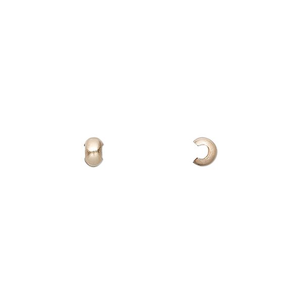 Crimp cover, 12Kt gold-filled, 3mm. Sold per pkg of 100. image number 0