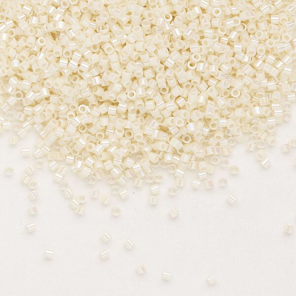 Seed bead, Delica®, glass, pkg/7.5g, #15 round, opaque rainbow cream (DBS-0157). image number 0