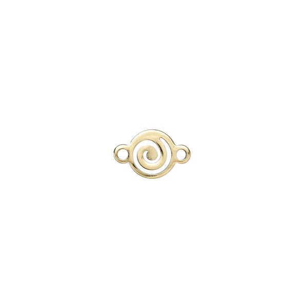 Link, gold-plated brass, 7mm swirl round. Sold per pkg of 100. image number 0