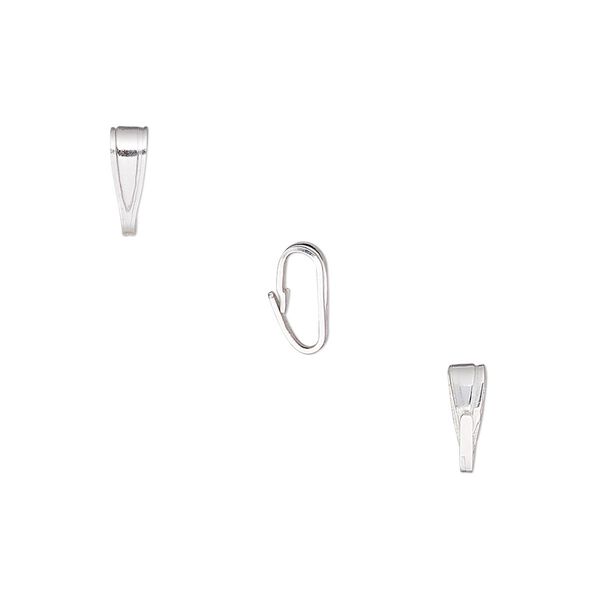 Bail, sterling silver-filled, 8x3mm snap-on, 7mm grip length. Sold per pkg of 20. image number 0