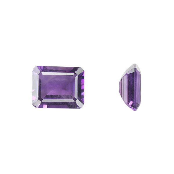 Amethyst 1pkg1, hand-cut faceted emerald-cut gem natural A grade, 11x9mm image number 0