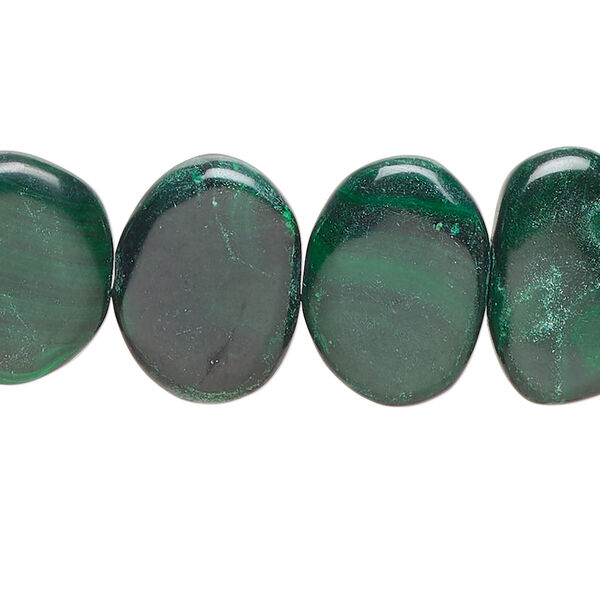 Malachite 1pkg1, irregular flat oval bead natural 7 inch 16x12mm-20x15mm image number 0