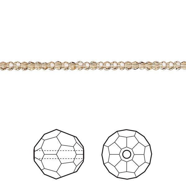 Bead 144pk light Colorado topaz, Crystal Passions® 2mm round 5000 image number 0