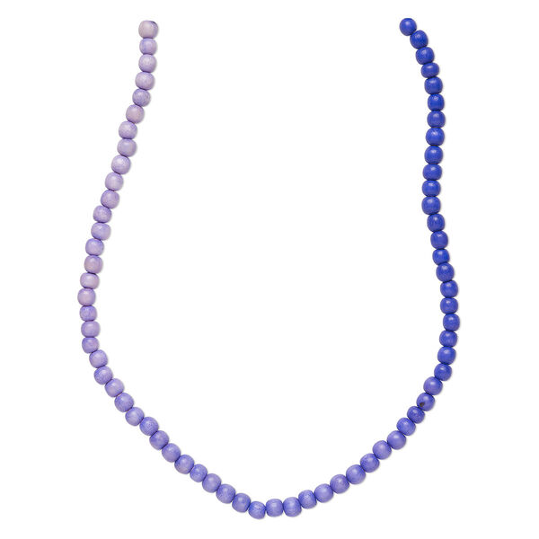 Bead, Taiwanese cheesewood (dyed / waxed), purple ombre, 6mm round. Sold per pkg of (2) 15-1/2" to 16" strands. image number 0