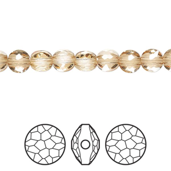 Bead 4pk crystal golden shadow, Crystal Passions® 6mm puffed round 5034 image number 0