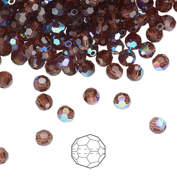 Bead 720pk light burgundy AB, Preciosa Czech crystal 4mm round image number 0