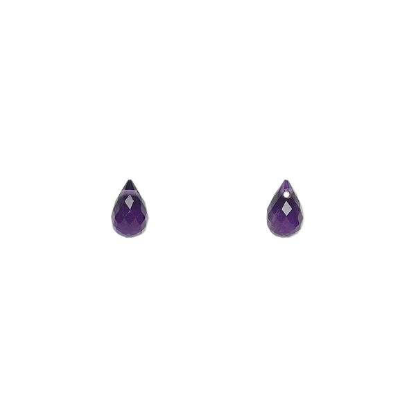 Amethyst 1pkg2, hand-cut top-drilled faceted briolette bead natural B grade, 6x4mm image number 0