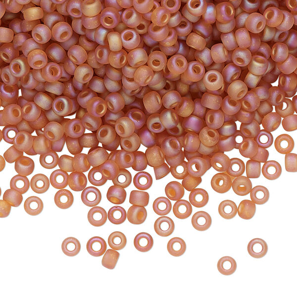Seed bead, Miyuki, glass, pkg/50g, #8 rocaille, translucent matte rainbow topaz, (RR-133FR). image number 0