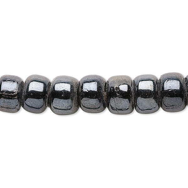 Bead, glass, opaque luster charcoal, 9x7mm crow. Sold per 24-inch strand. image number 0