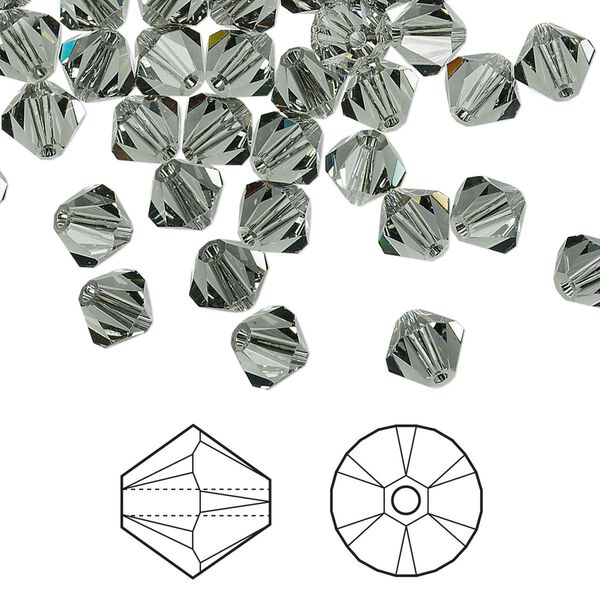 Bead 360pk black diamond, Swarovski® 6mm XILION bicone 5328 image number 0
