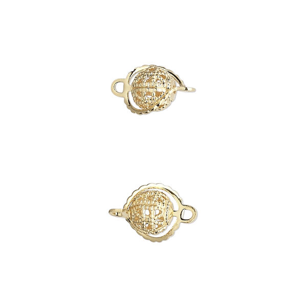 Link, gold-plated brass, 6mm wrapped filigree round. Sold per pkg of 100. image number 0