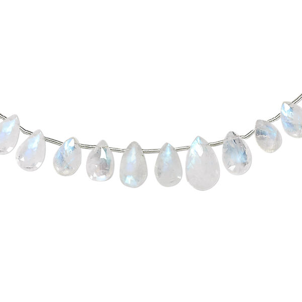 Rainbow moonstone 1pkg1, hand-cut top-drilled faceted puffed teardrop bead natural 4 inch graduated 8x6mm-11x7mm image number 0