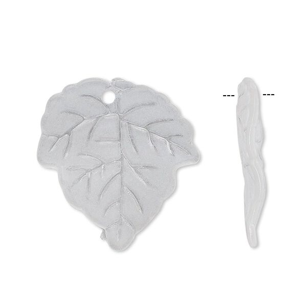 Drop, acrylic, frosted clear, 24x23mm leaf. Sold per pkg of 100. image number 0