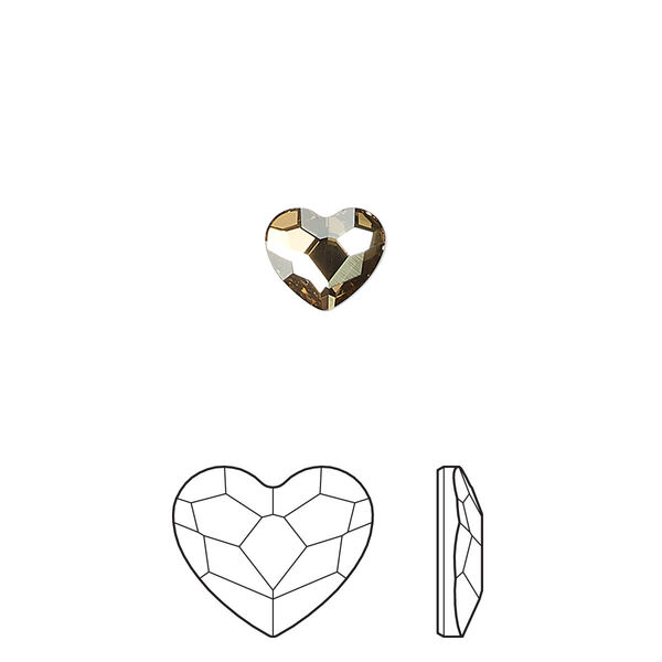 Flat back 24pk crystal golden shadow foil back, Crystal Passions® 3.6mm heart 2808 image number 0