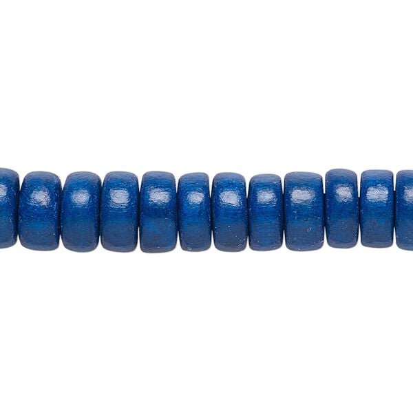 Bead, Taiwanese cheesewood (dyed / waxed), dark blue, 8x4mm rondelle. Sold per pkg of (2) 15-1/2" to 16" strands. image number 0