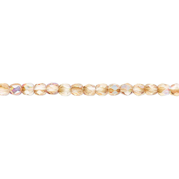 Bead, Czech fire-polished glass, clear celsian AB, 3mm faceted round. Sold per 15-1/2" to 16" strand. image number 0
