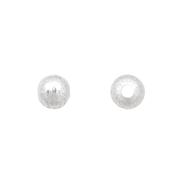 Bead, silver-plated brass, 8mm dimpled round. Sold per pkg of 10. image number 0