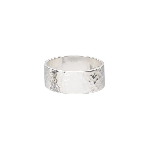Ring, sterling silver, 8.5mm wide with hammered design, size 9. Sold individually. image number 0
