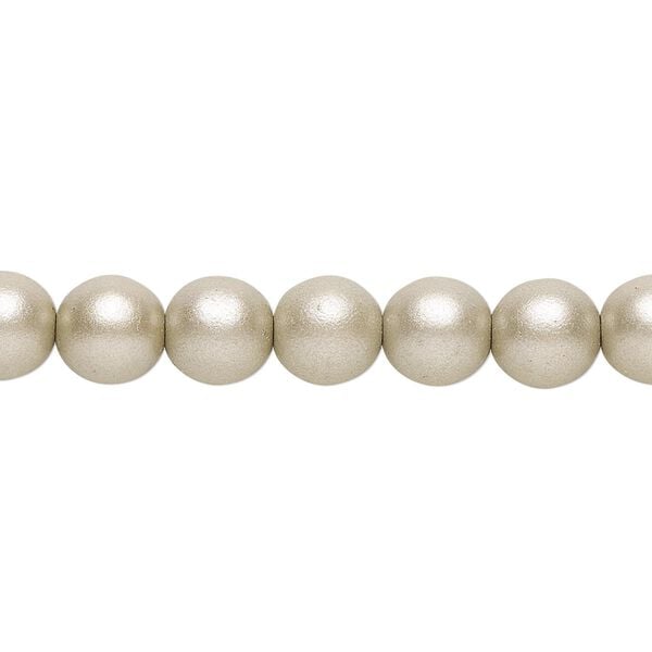 Bead, Czech glass druk, opaque satin pewter, 8mm round. Sold per 15-1/2" to 16" strand. image number 0