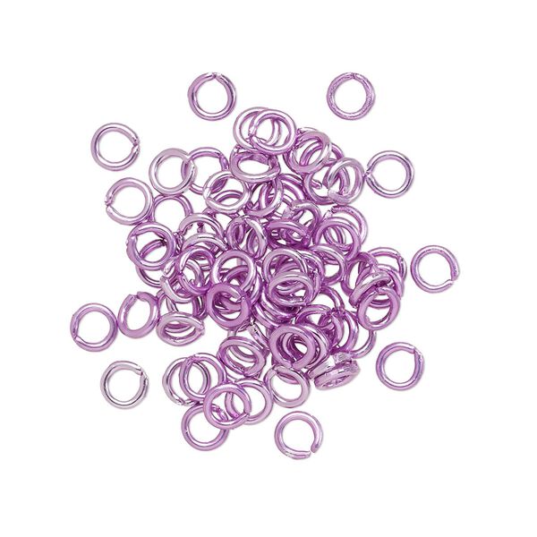 Jump ring, anodized aluminum, light purple, 4mm round, 2.4mm inside diameter, 20 gauge. Sold per pkg of 100. image number 0