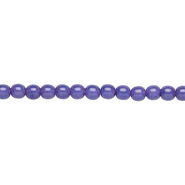 Bead, Czech dipped décor glass druk, opaque purple, 4mm round. Sold per 15-1/2" to 16" strand. image number 0