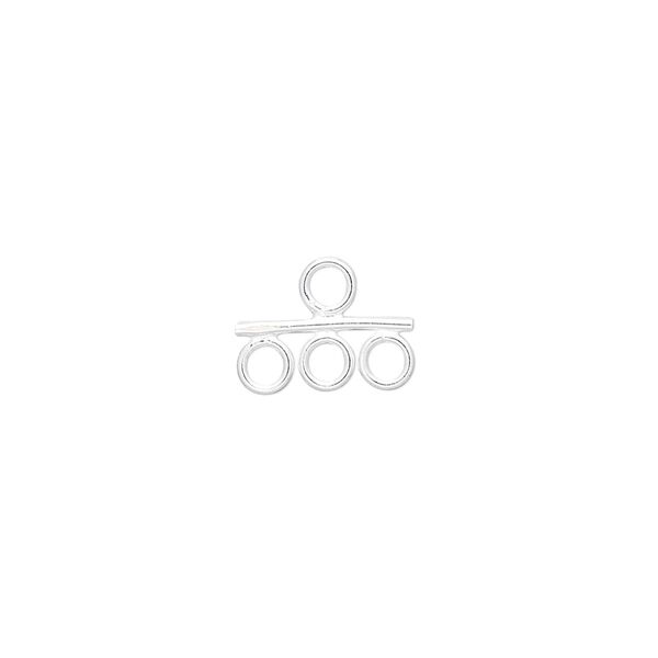 Loop, sterling silver, 13x4mm triangle with bar and 4 rings. Sold per pkg of 6. image number 0