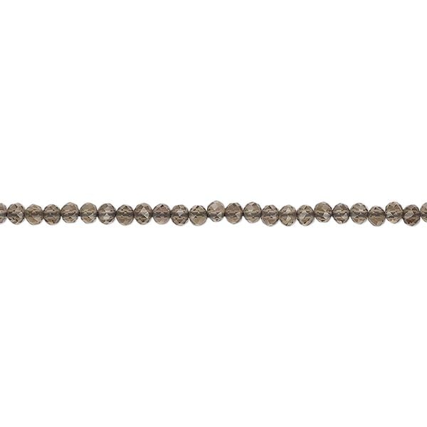 Smoky quartz 1pkg1, hand-cut faceted rondelle bead 13 inch 2mm image number 0