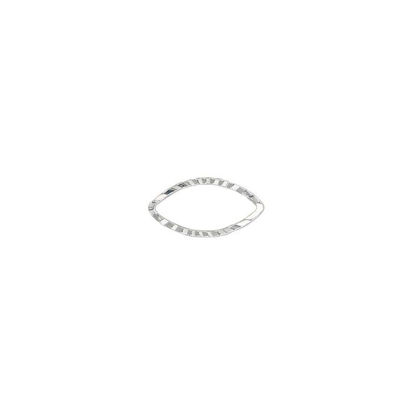 Component, silver-plated brass, 12x6mm single-sided diamond-cut open marquise, 1.3mm thick. Sold per pkg of 100. image number 0