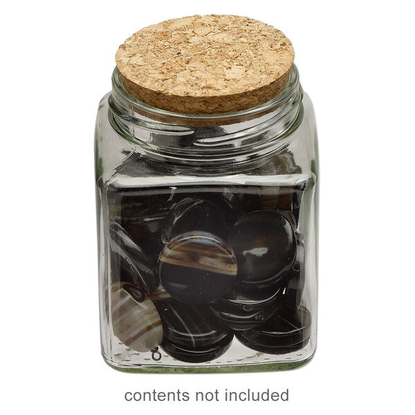 Bottle, glass and cork, clear, 2-3/4x3-1/2 inch square with cork stopper and 2-inch opening. Sold individually. image number 0