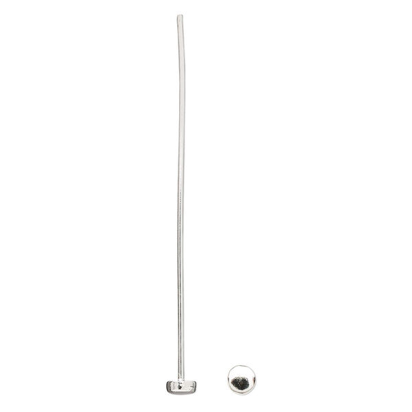 Head pin, sterling silver, 2-1/5 inches with 4mm rondelle, 20 gauge. Sold per pkg of 2. image number 0