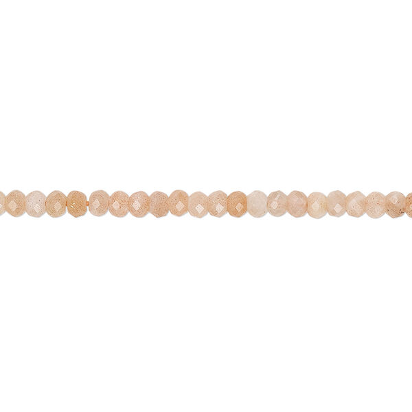 Peach moonstone 1pkg1, faceted rondelle bead natural B grade, 15.5-16 inch 3x2mm-3.5x2.5mm image number 0
