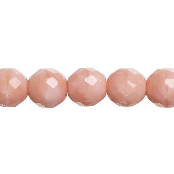 Bead, Czech fire-polished glass, opaque pink, 10mm round. Sold per 15-1/2" to 16" strand, approximately 40 beads. image number 0