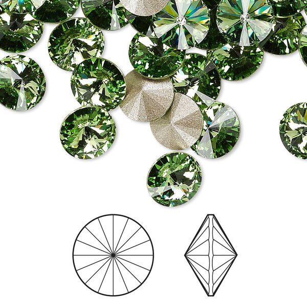 Chaton 144pk peridot foil back, Swarovski® 8.16-8.41mm rivoli SS39 1122 image number 0