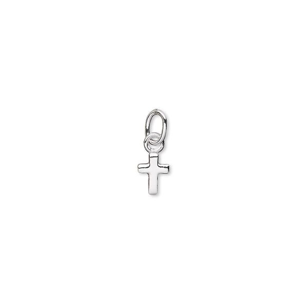 Drop, sterling silver-filled, 6x5mm cross with closed jump ring. Sold per pkg of 2. image number 0