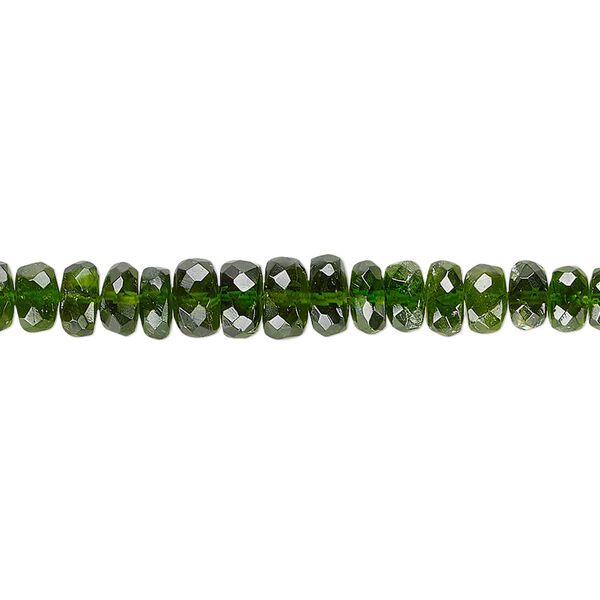 Chrome diopside 1pkg1, hand-cut faceted rondelle bead natural 8 inch graduated 3x1mm-6x4mm image number 0