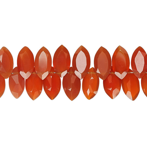 Carnelian 1pkg1, hand-cut top-drilled faceted marquise bead 8 inch graduated 7x4mm-11x6mm image number 0