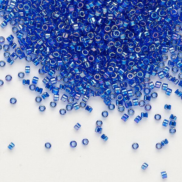 Seed bead, Delica®, glass, pkg/7.5g, #11 round, translucent rainbow cobalt (DB-0178). image number 0